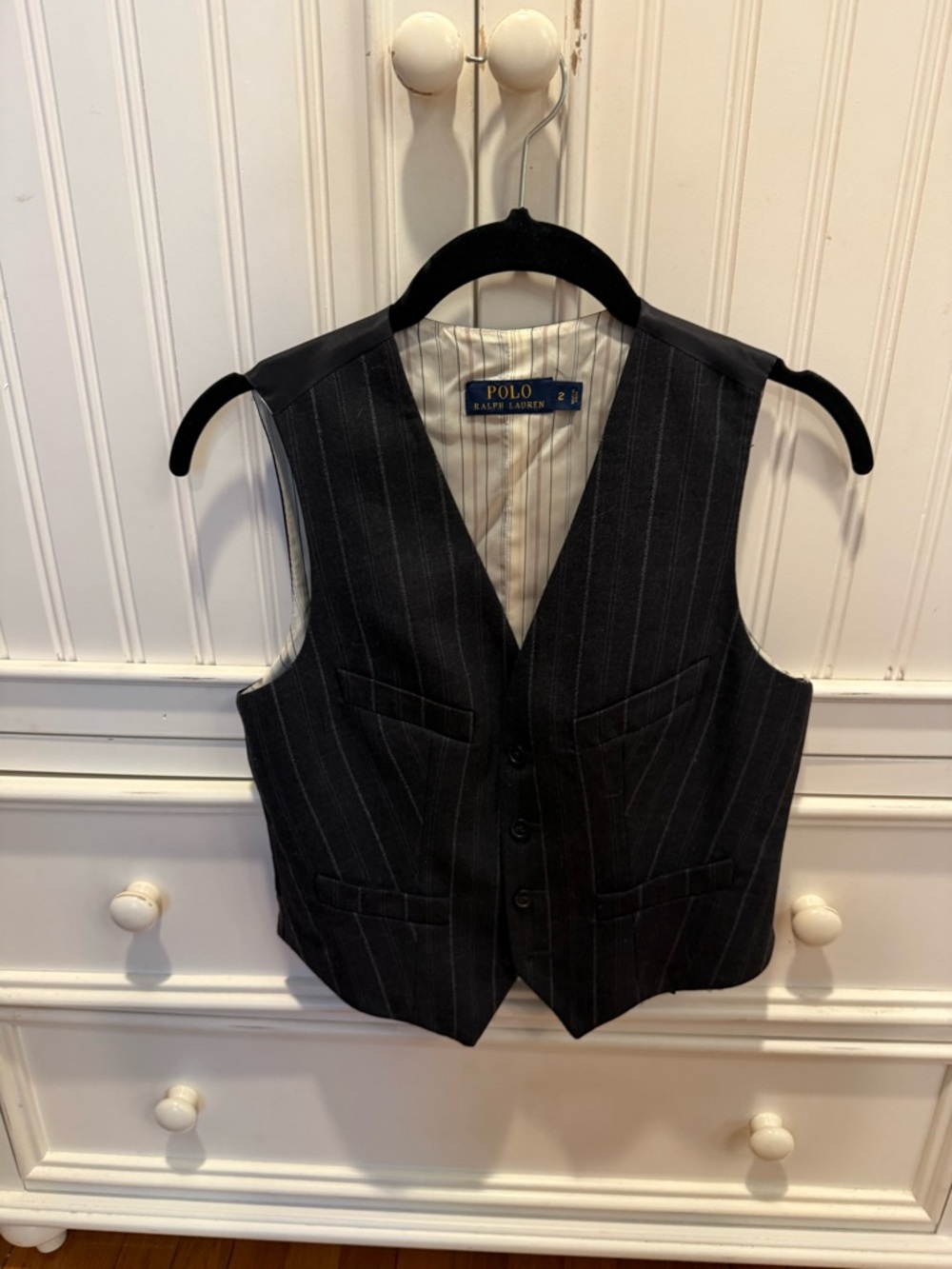 Polo by Ralph Lauren Black Pinstripe Vest